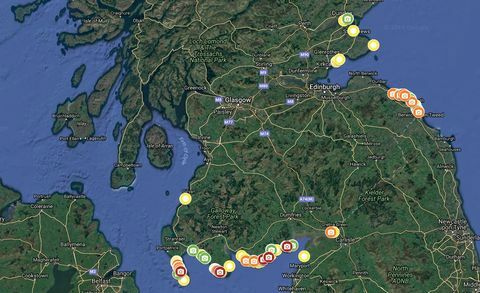 SCRAPbook - plajele din Scoția de jos - litter - Google Maps