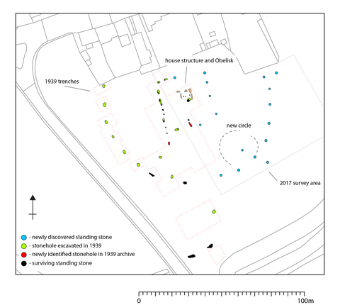 Descoperire pătrată de piatră Avebury - diagrama