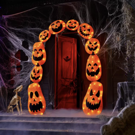 7,5 ft. Tinsel Plug-In LED Pumpkin Archway