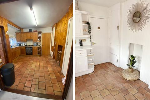 înainte și după renovarea bucătăriei rustice