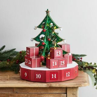 Brad de Crăciun 3D Calendar de Advent din lemn