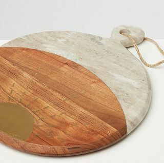 Masă rotundă de servire din marmură și lemn Sol
