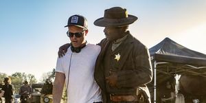 chad feehan, producător executiv și david oyelowo ca bass reeves în lawmen bass reeves, episodul 3, sezonul 1, streaming pe Paramount, credit foto 2023 emerson millerparamount