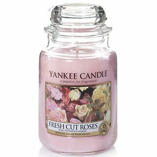 Lumanare parfumata Yankee Candle | Lumânare cu borcan mare cu trandafiri proaspăt tăiați | Timp de ardere: Până la 150 de ore