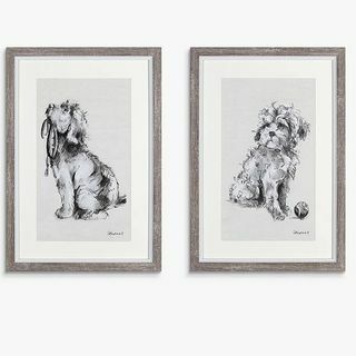Gracie Tapner - Fetch Doggy Print & Mount, set de 2, 33 x 23 cm, albNegru