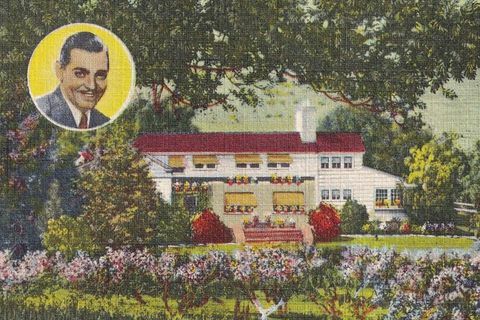 Carte poștală cu suveniruri de epocă, Clark Gable, seria de case de vedete de la Hollywood și cinema, ca 1938