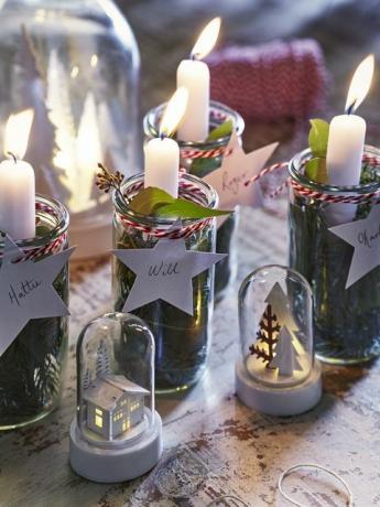 decorațiuni de Crăciun borcane lumânări