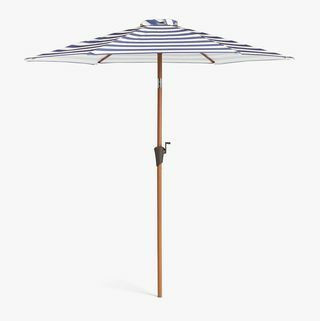 Umbrelă de soare cu dungi cu efect de lemn, 2,7 m, bleumarin