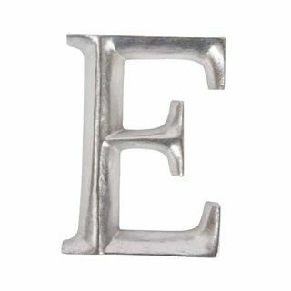 Litera E din lemn argintiu de 12 cm